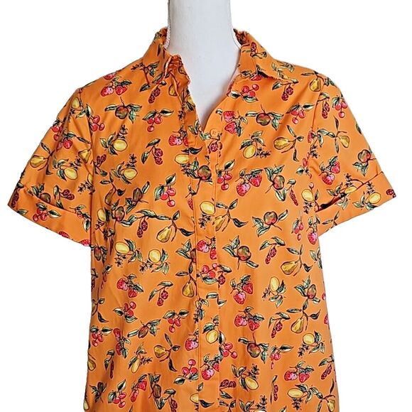 Donna Morgan Collared High Neck Button Down Folded Short Sleeve size 8 - Picture 4 of 13